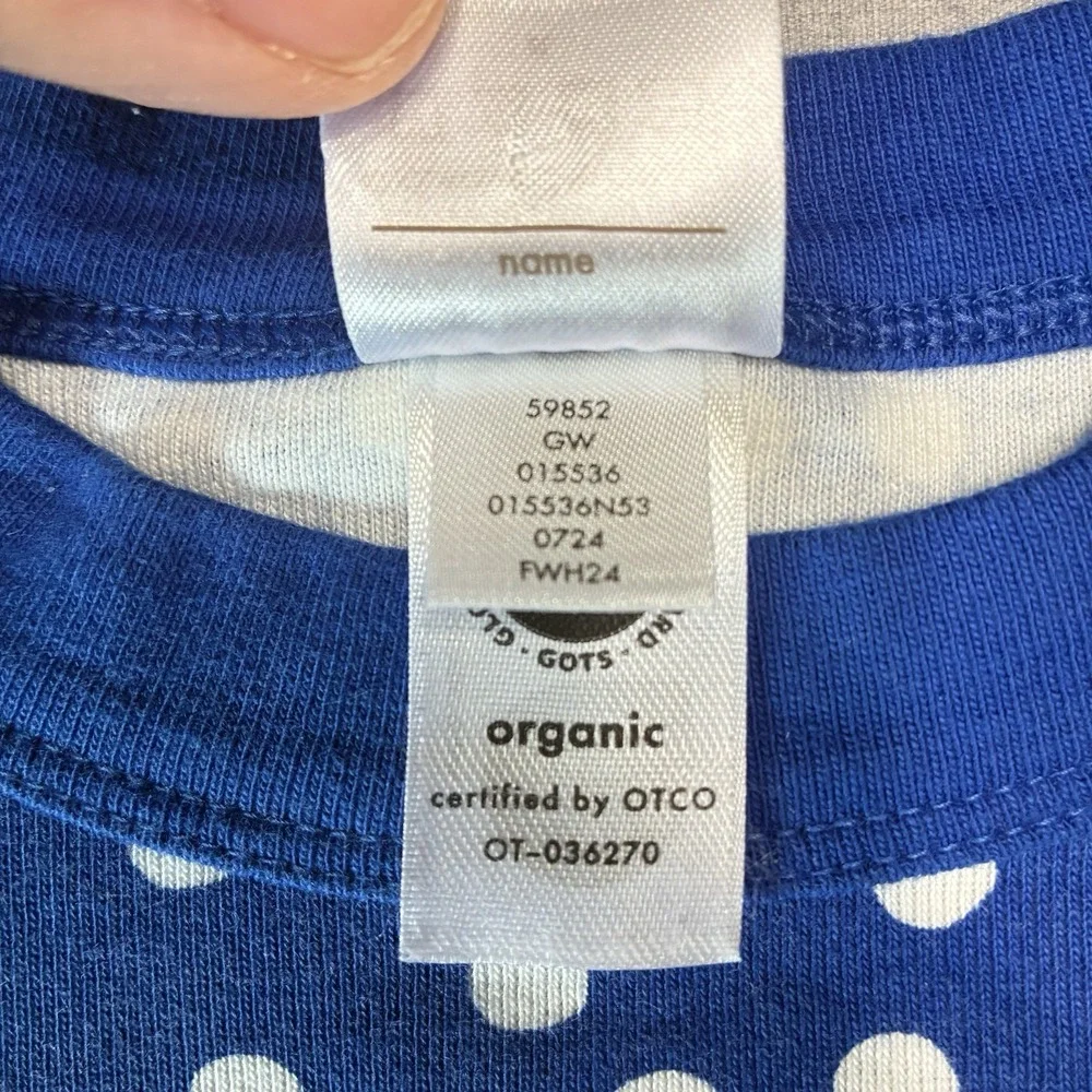 Hanna Andersson Organic Cotton Blue Snowflake  Fitted Pajamas 120 6-7 Holiday